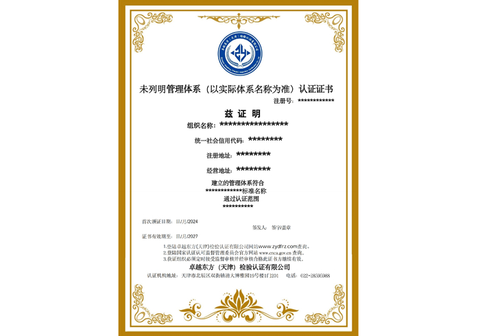 其他未列明管理体系